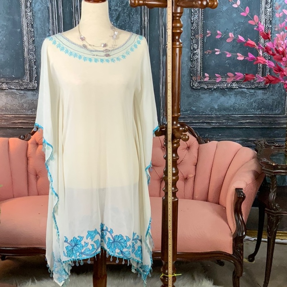Cream/white sheer beach cover PIZAZZ